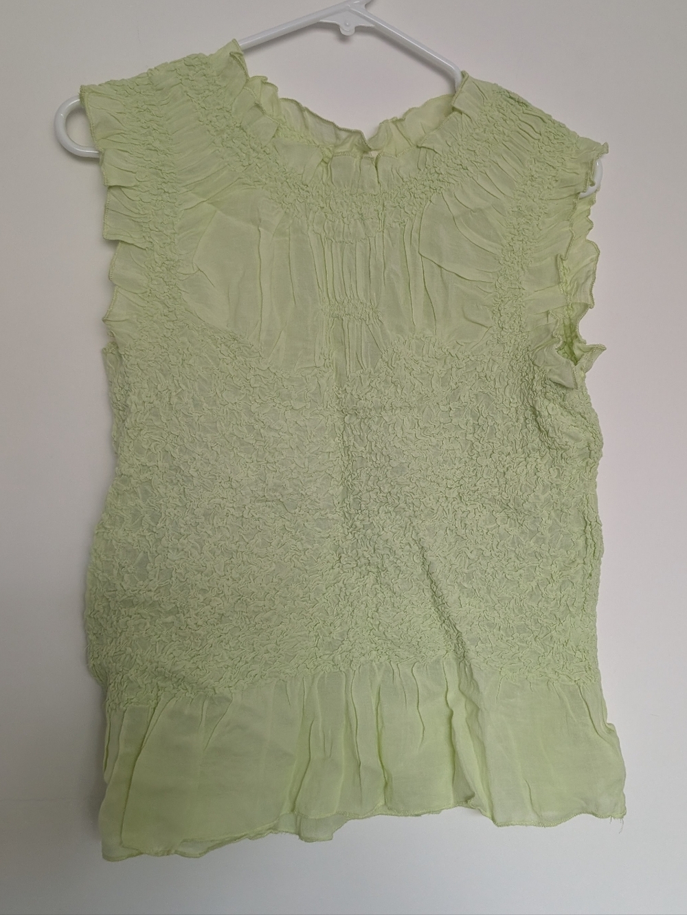 Light Green Ruffled Smocked Anthropologie Top